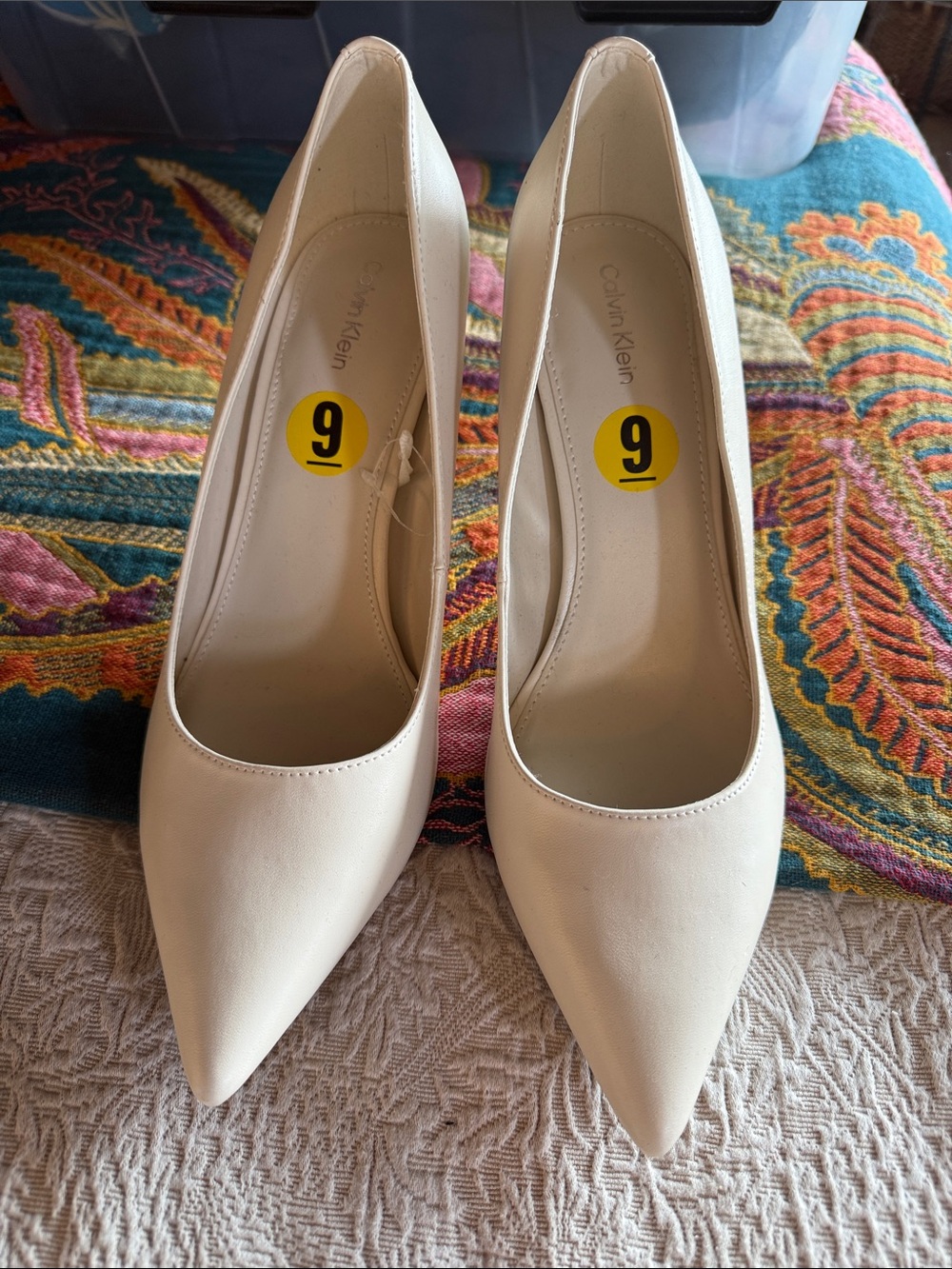 Calvin Klein Ivory Pointed Toe Stiletto Pumps - Women's